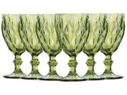 Conjunto de Taças de Vidro para Água 6 Peças 325 ml Diamonds Verde Lyor