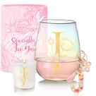 Conjunto de taças de vinho Yalucky, presente de aniversário personalizado para mulheres
