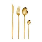 Conjunto de Talheres 24 Peças em Aço Inox com Revestimento Dourado para Mesa Posta Dourado