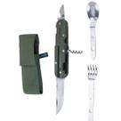 Conjunto de Talheres Canivete Nautika Timber para Acampamento Camping Portátil Inox NTK