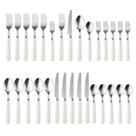 Conjunto de talheres CAROTE 30PCS com alça branca de aço inoxidável