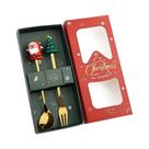 Conjunto De Talheres De Aço Inoxidável Para O Natal 2/4/6 Peças Colher Garfo Sobremesa Café Chá