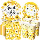 Conjunto de talheres de festa Funnymoom Bee Honeycomb 250 unidades para 50 Conjunto de talheres de festa Funnymoom Bee Honeycomb 250 unidades para 50