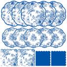 Conjunto de talheres de festa Funnymoom Blue White Floral 200 unidades Conjunto de talheres de festa Funnymoom Blue White Floral 200 unidades