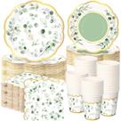 Conjunto de talheres de festa Funnymoom Sage Green Eucalyptus 250 unidades Conjunto de talheres de festa Funnymoom Sage Green Eucalyptus 250 unidades