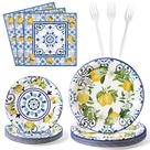 Conjunto de talheres de festa G1ngtar Capri Lemon Theme 96 unidades