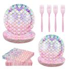 Conjunto de talheres de festa LMJUNZZ Mermaid Scale 120 peças