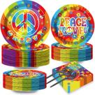 Conjunto de talheres de festa Naozinebi 60's Hippie 200 unidades para 50