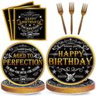 Conjunto de talheres de festa Woooffen envelhecido até a perfeição, aniversário, 96 unidades Conjunto de talheres de festa Woooffen envelhecido até a perfeição, aniversário, 96 unidades