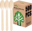 Conjunto de talheres de madeira EZYLINKER 500 colheres de utensílios descartáveis