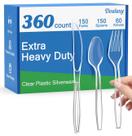 Conjunto de talheres de plástico Dealusy 360 unidades: 150 garfos, 150 colheres Conjunto de talheres de plástico Dealusy 360 unidades: 150 garfos, 150 colheres
