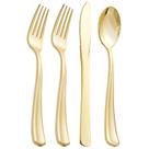 Conjunto de talheres de plástico dourado Supernal 360 unidades para festa