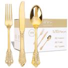 Conjunto de talheres de plástico dourado WDF 120PCS - 40 garfos, 40 colheres, 40 facas