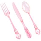 Conjunto de talheres de plástico Joyido Vintage Clear Pink 150 unidades