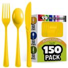 Conjunto de talheres de plástico Party Solids Yellow 150 unidades Heavy Duty