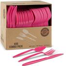 Conjunto de talheres de plástico PLASTICPRO, pacote com 400 cores variadas