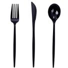 Conjunto de talheres de plástico PULOTE 150PCS descartável preto com saco