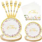 Conjunto de talheres descartáveis Crisky Wildflower Birthday x24