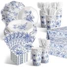 Conjunto de talheres descartáveis Dandat 402 unidades Blue Floral para 50