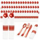 Conjunto de talheres descartáveis Goodluck 50 Red com 50 garfos, 50 facas