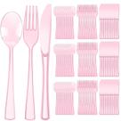 Conjunto de talheres descartáveis Minatee 150 peças de plástico rosa Conjunto de talheres descartáveis Minatee 150 peças de plástico rosa