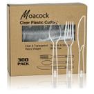 Conjunto de talheres descartáveis MOACOCK 300 unidades de plástico transparente Conjunto de talheres descartáveis MOACOCK 300 unidades de plástico transparente
