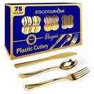 Conjunto de talheres descartáveis Stock Your Home 75 peças de ouro