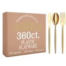 Conjunto de talheres descartáveis Trendables Gold 360 Pack Conjunto de talheres descartáveis Trendables Gold 360 Pack