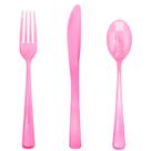 Conjunto de talheres descartáveis WDF Pink Plastic 180 peças