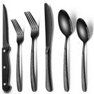 Conjunto de talheres EWFEN Black Hammered Silverware de 24 peças para 4 Conjunto de talheres EWFEN Black Hammered Silverware de 24 peças para 4