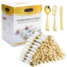 Conjunto de talheres ISFANGCO, plástico dourado pré-laminado, pacote com 50 Conjunto de talheres ISFANGCO, plástico dourado pré-laminado, pacote com 50