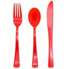 Conjunto de talheres joy akkess Red Plastic, pacote com 150 (50 garfos, 50 colheres, 50 facas)