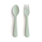 Conjunto de talheres Mushie Fork e Colher para crianças pequenas Sage 16 cm