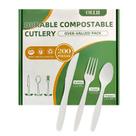 Conjunto de talheres OLLII Biodegradável, 200 unidades de utensílios compostáveis
