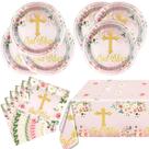 Conjunto de talheres OULUN Pink God Bless 20 pratos e 20 guardanapos