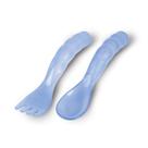 Conjunto de Talheres para Bebês Garfo e Colher Azul - First Step