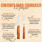 Conjunto De Talheres Para Churrasco Com Cabo De Madeira Wood Kit 6 Garfos E 6 Facas Grandes Para Churrasco 12 Peças Lehavi