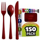 Conjunto de talheres Party Solids Burgundy Plastic 150 unidades Heavy Duty