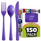 Conjunto de talheres Party Solids Purple Plastic 150 unidades Heavy Duty