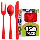 Conjunto de talheres Party Solids Red Plastic 150 unidades (garfos, facas e colheres)