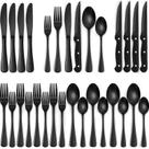 Conjunto de talheres pretos de 24 peças em aço inoxidável EWFEN Food-Grade