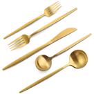 Conjunto de talheres VANVRO Matte Gold de 40 peças em aço inoxidável