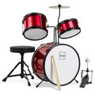 Conjunto de Tambores Infantil Best Choice Products - 3 Peças Vermelhas com Banquinho