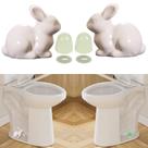 Conjunto de tampas de vaso sanitário e tampa de rosca Ceramic Bunny White x2