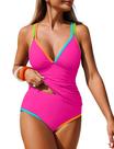 Conjunto de tanquíni ZAFUL High Waisted Tummy Control Swimsuit Red L