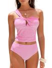 Conjunto de tanquíni ZAFUL para controle de barriga torcido com um ombro Conjunto de tanquíni ZAFUL para controle de barriga torcido com um ombro