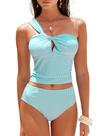 Conjunto de tanquíni ZAFUL para controle de barriga torcido com um ombro