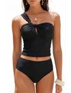 Conjunto de tanquíni ZAFUL, traje de banho feminino de um ombro para controle de barriga