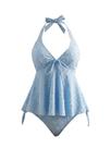 Conjunto de tanquínis Verdusa, roupa de banho feminina texturizada Babydoll, azul