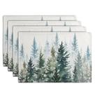 Conjunto de tapetes americanos Pine Tree Wnoesat, pacote com 4 unidades, 45 x 30 cm, linho